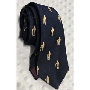 Vintage Nicola Paolo Men's Tie Medieval Knight Roma Navy Blue Gold Shield Sword